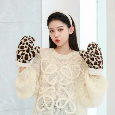 Alpaca Fleecefiber Thermal Gloves Women's Fleece-lined Halter Gloves
