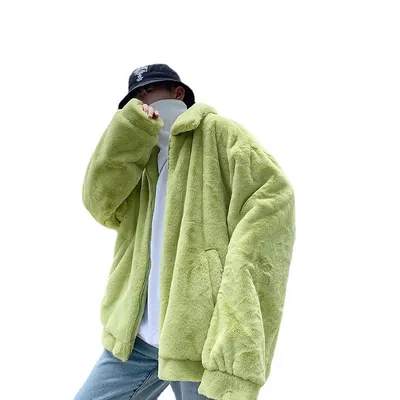 Men's Faux Rabbit Fur Coat Eco-friendly Fur