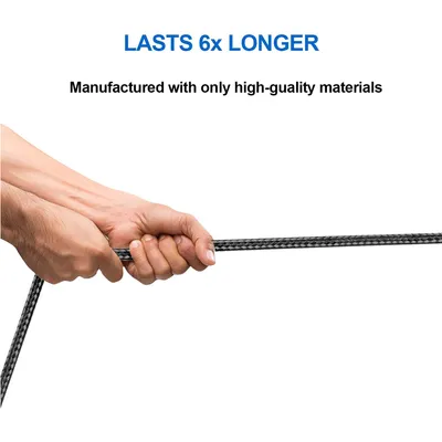 150cm 180cm USB Charging Cable A Pple MFi Certified, Nylon Braided Jacket,Black Premium Series