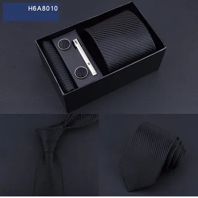 Business 8cm Striped Blue Black Tie