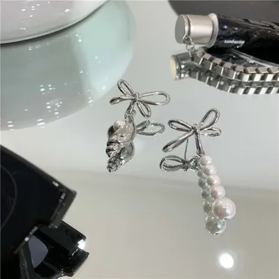 European And American Irregular Pearl Earrings Earrings Female Butterfly