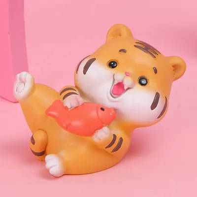 Cute Tiger Ornaments Cartoon Little Tiger Resin Crafts Car Center Console Cake Baking Decorations