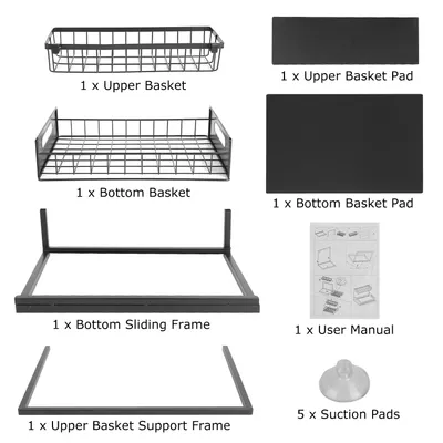 2 Tier Under Sink Organizers Pull Out Under Cabinet Basket Storage Shelf Sliding Drawer For Kitchen Bathroom