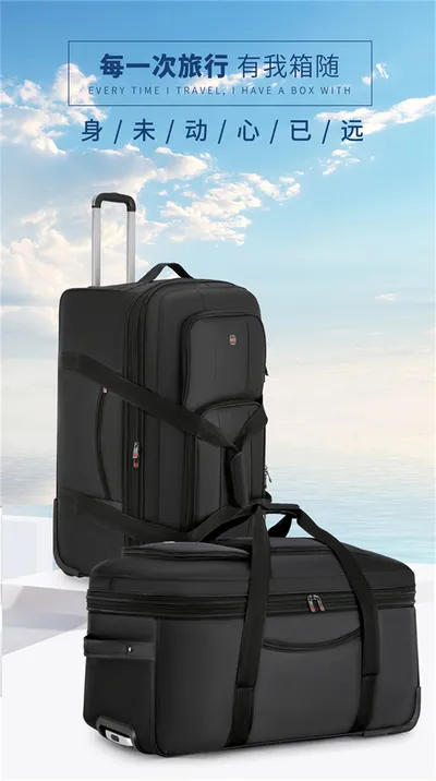 Women Travel Suitcase Trolley Bags Wheeled Bag Oxford Waterproof Rolling Luggage Travel Handbag