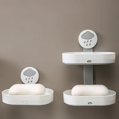 Household Wall-Mounted Drain Double-Layer Soap Box
