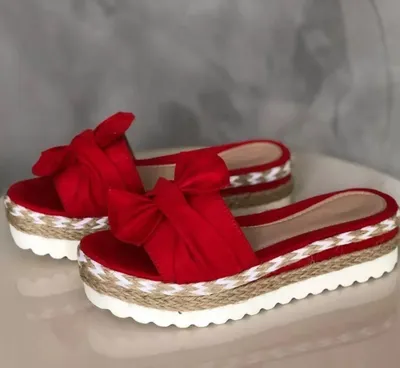 Women Bow Slippers Platform Sandals Shoes Summer