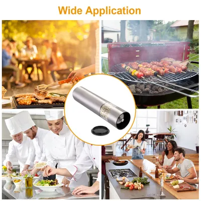 1Pc Electric Salt Pepper Grinder With Light Adjustable Coarseness Stainless Steel Salt Pepper Shaker Battery Operated Pepper Grinder Mill Easy Refill And Clean For Kitchen Preparing