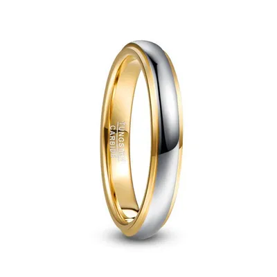 Men's And Women's Fashion Gold And Silver Two-color Tungsten Steel Ring