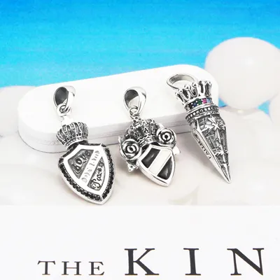 S925 Sterling Silver Simple Cross Crown Shield Pendant