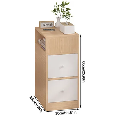 2 Drawers Modern Wood Bedside Cabinet Nightstand Table Bedroom Furniture
