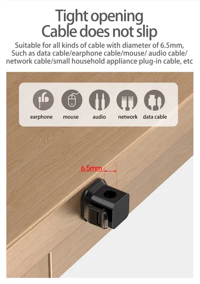 Data Cable Desktop Wall Stickers Without Punching For Fixed Storage