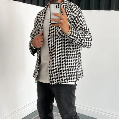 Men's Woolen Suit Jacket Loose Lapel