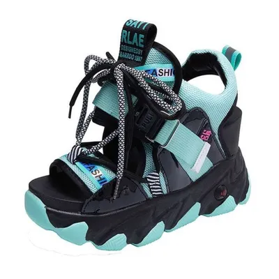 Women Chunky Platform Sandals Designers New Brand Summer Beach Casual Shoes Woman Lace Up Wedges 9CM Fashion Sandal Ladies