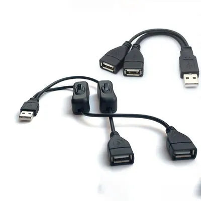 Mounted USB One Two Data Line Extension Cable Adapter Car