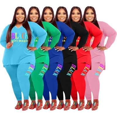 Women's Plus Size Sports And Leisure Printed Two-piece Suit