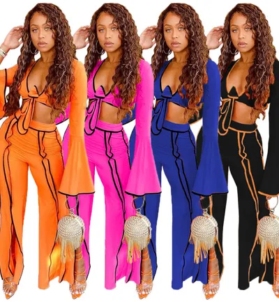 New Fall Women's Clothing Personalized Line Wide Leg Sports Suit