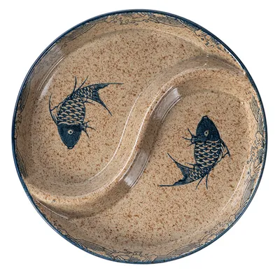 Ceramic Double Grid Eight Trigrams Mandarin Duck Dining Plate