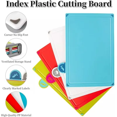 4-piece Cutting Board Set With Anti-slip Index And Support