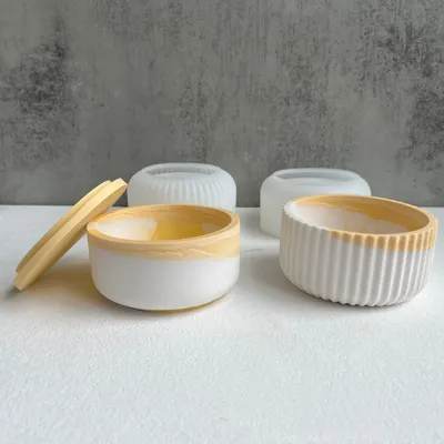 Silicone Mold For Large Round Candle Cup With Lid