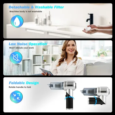 1Pc Cordless Car Vacuum Cleaner Portable Handheld Vacuum With 20000PA Suction Brushless Motor 3 Suction Levels Type-C Rechargeable Compressed Air Duster Blower For Home Car Camp Office