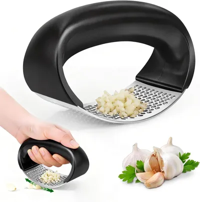 304 Stainless Steel Garlic Press Rocker  Ergonomic Garlic Mincer, Crusher, And Grinder With Comfortable Grip For Kitchen, Home, And Cooking