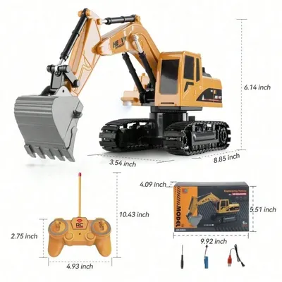 لعبة حفارة T1 22 RC للأطفال، مركبة بناء تعمل بجهاز تحكم عن بعد مزودة بأضواء وذراع مرنة، شاحنة حفارة هندسية قابلة لإعادة الشحن بست قنوات، هدية للأطفال، ألعاب للأولاد، ألعاب بناء