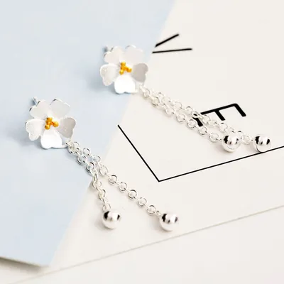 Sterling Silver Fashion Hundred Cherry Blossom Ear Jewelry