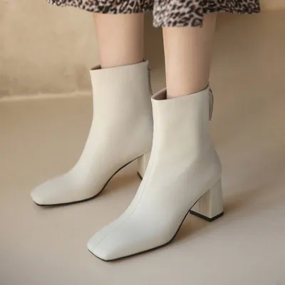 Elegant Intellectual And Simple Basic Cowhide Boots