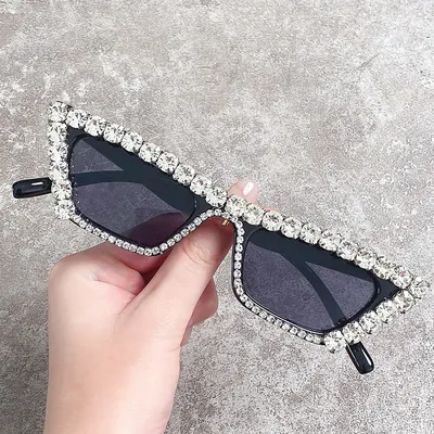 New Small Frame With Diamond Personality Box Diamond Glasses Versatile Chain