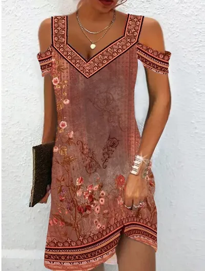 Women's Printed Slim Fitting Dress