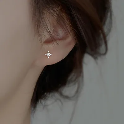 Sterling Silver Star Stud Earrings Women