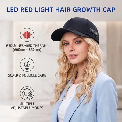 LED Red Light Hair Therapy Cap, Hot Compress Hair Care Device, Infrared Hair Care Cap