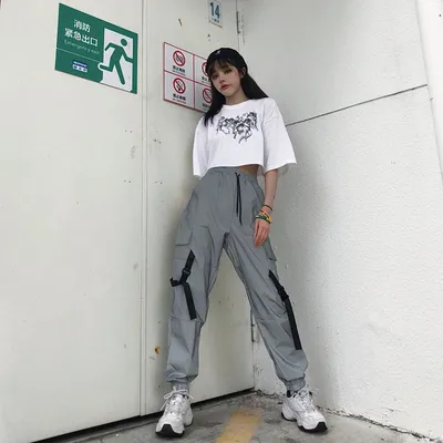 Women's hip-hop reflective trousers