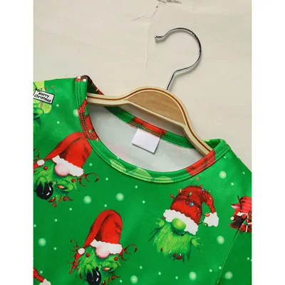 Toddler Kids Baby Girl Christmas Dress Outifts, Long Sleeves Cartoon Prints Party Dress With Heart Print Vest Coat Xmas Clothes Set