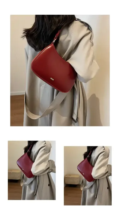 Red Underarm Shoulder Bags For Women New Texture Leather Crossbody Bag Luxury Designer Wedding
