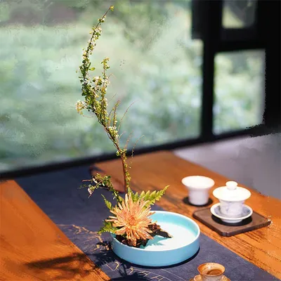 Japanese Flower Arrangement Ceramic Chinese Flower Plate