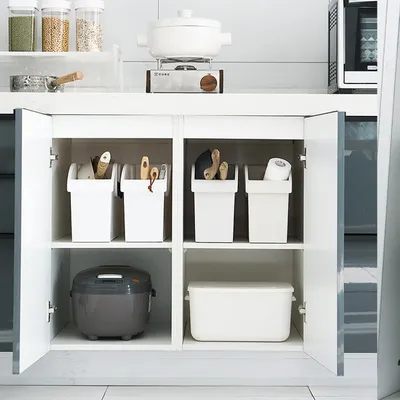 Kitchen Useful Special Storage Box Pulley Pot Cover Plastic Shelf Kitchen White Storage Box Spice Plate Rack Storage Shelf