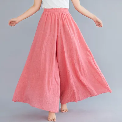 Elegant A-line Elastic Waist Big Trousers Wide Leg Culottes Trendy