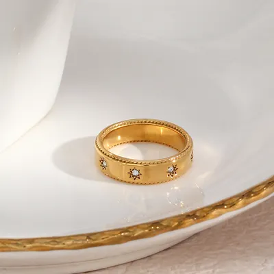 Stainless Steel Plated 18K Zircon XINGX Ring