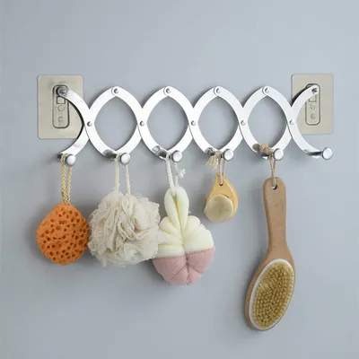 Stainless Steel Door Rear Telescopic Hook Multi-functional Punch-free