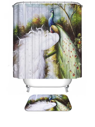 Custom Printed Digital Bathroom Waterproof Toilet Curtain