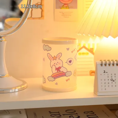 Cartoon Bear Plastic  Holder Kawaii Stationery Pen Holder Desktop Storage Box