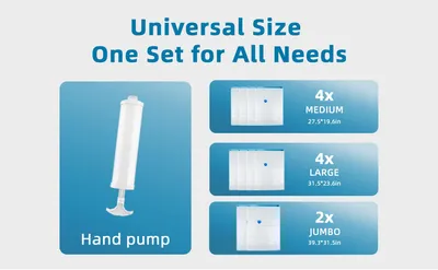 Eco-Friendly Clothes And Bedding Space-Saving Compression Bags, 4 Medium Bags, 4 Large Bags, 2 Extra Large Bags With Pump