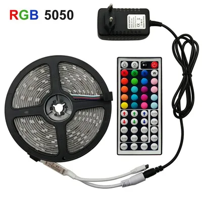 وحدة تحكم صغيرة 2835، 300 مصباح RGB، لوحة إعلانية IP65 مع 24 مفتاحًا، مجموعة مزود طاقة 12 فولت 5 أمبير (44 مفتاحًا).