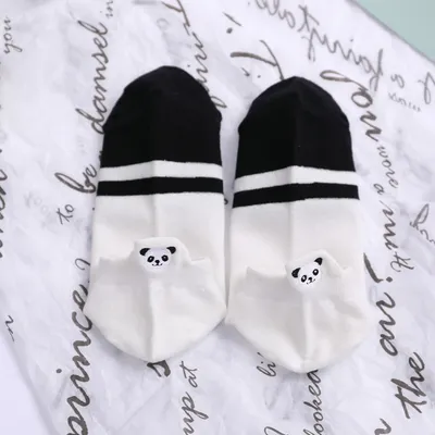 Short Socks Thin Cotton Heel Embroidered Giant Panda Socks Children