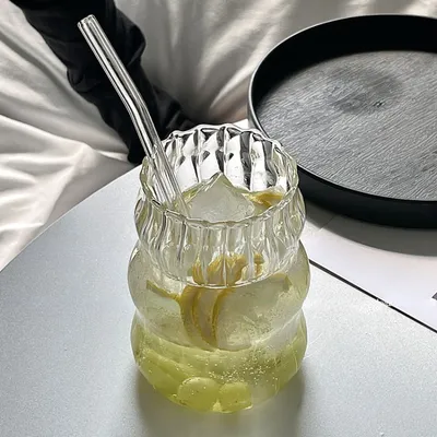 INS Wind Fat Dudu Glass Cup With Straw Large Capacity
