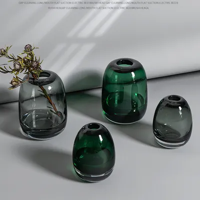 Japanese Simple Flower Arrangement Craft Glass Vase Ornament