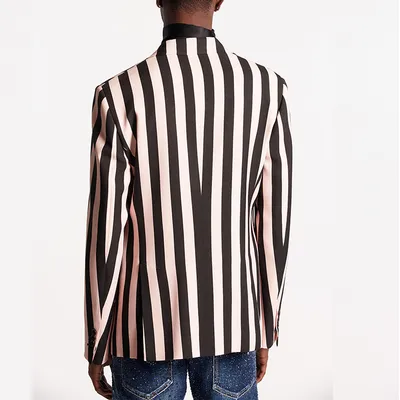 Men's Fashion Slim-fitting Loose Long-sleeved Jacket Striped Top