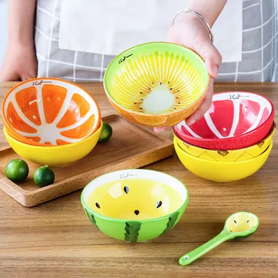 Cute Creative Japanese Fruit Watermelon Ceramic Bowl Suit