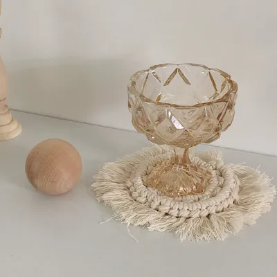 Handmade Cotton Woven Coaster Tassel Placemat Table Top Decoration